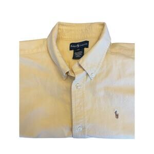 Ralph Lauren Shirt Mens Size 20 Yellow Button Down 100% Cotton Long Sleeve